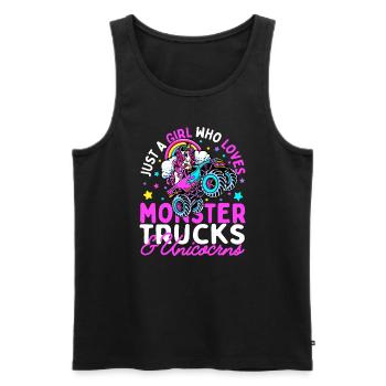 Nur ein Mädchen, das Monstertrucks und Einhörner liebt - Männer Premium Bio Tank Top - Schwarz - Vorne - AI Model Male 178 light (178cm)