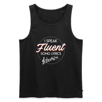 Je parle couramment Paroles de chansons Amateur de musique Drôle de dire - Débardeur bio Premium Homme - noir - Devant - AI Model Male 178 light (178cm)