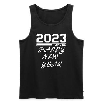 Bonjour 2023 Bonne année 2023 31st décembre 20232 - Débardeur bio Premium Homme - noir - Devant - Michal (187cm)