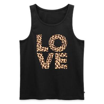 Liebesherz Geschenk mit Leopardenmuster | Cooles Leopard Geschenk - Männer Premium Bio Tank Top - Schwarz - Vorne - Michal (187cm)