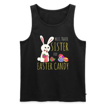 Will Trade Sister For Easter Candy Bunny Chocolate - Men's Premium Organic Tank Top - black - Front - AI Model Male 178 light (178cm)