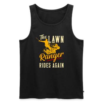 Le Lawn Ranger roule à nouveau en tonte un tracteur de pelouse - Débardeur bio Premium Homme - noir - Devant - AI Model Male 178 light (178cm)