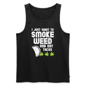Fumer Weed Manger Tacos Drôle Cinco De Mayo Cannabis - Débardeur bio Premium Homme - noir - Devant - Michal (187cm)