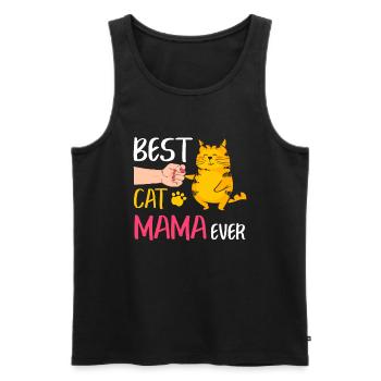 Meilleur chat Mama Jamais Mignon Cat Fist Bump Femmes Mère - Débardeur bio Premium Homme - noir - Devant - AI Model Male 178 light (178cm)