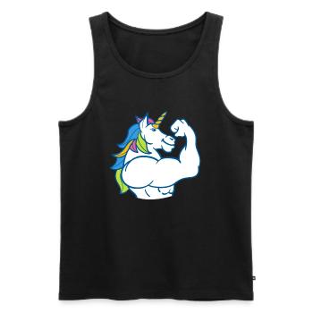 Licorne musculaire - Drôle de musculation magique Fitness Bodybuild - Débardeur bio Premium Homme - noir - Devant - Michal (187cm)