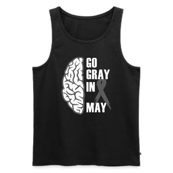 Go Gray In May Brain Cancer / Tumor Awareness Grey - Men's Premium Organic Tank Top - black - Front - Michal (187cm)