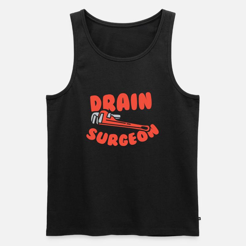 Drainage-Chirurg, Lustiger Klempner - Männer Premium Bio Tank Top - Schwarz