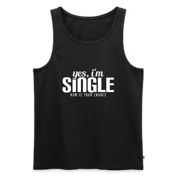 Ja, ich bin Single. Jetzt ist deine Chance bereit Lustig - Männer Premium Bio Tank Top - Schwarz - Vorne - Michal (187cm)