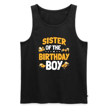 Schwester des Geburtstagskindes Bauarbeiters BDA - Männer Premium Bio Tank Top - Schwarz - Vorne - Michal (187cm)