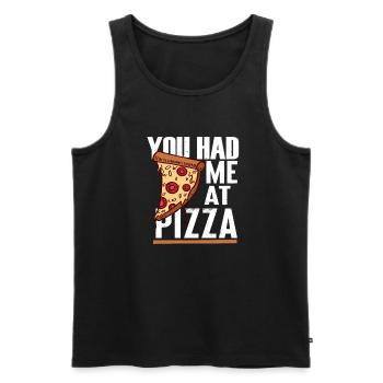 Du hattest mich bei Pizza - Männer Premium Bio Tank Top - Schwarz - Vorne - AI Model Male 178 light (178cm)