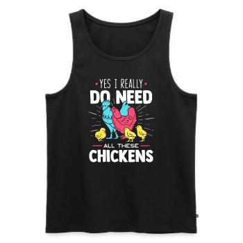 Oui, j’ai vraiment besoin de tous ces poulets - drôle de fa - Débardeur bio Premium Homme - noir - Devant - AI Model Male 178 light (178cm)
