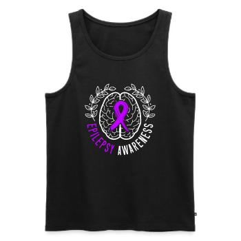 Epilepsy Awareness Epileptic Seizure I Wear Purple - Men's Premium Organic Tank Top - black - Front - Michal (187cm)