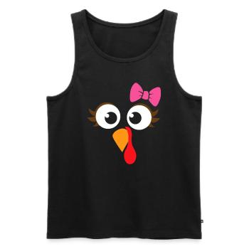 Turkey Face Girl Pink Bow | Kids Thanksgiving Gift - Men's Premium Organic Tank Top - black - Front - AI Model Male 178 light (178cm)
