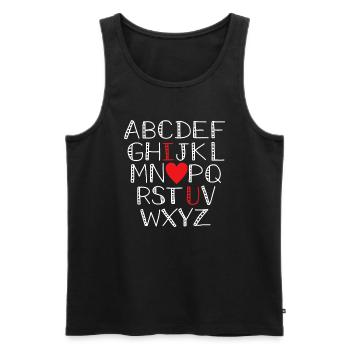Alphabet ABCD I Love You Heart Valentines Day Cute - Men's Premium Organic Tank Top - black - Front - AI Model Male 178 light (178cm)