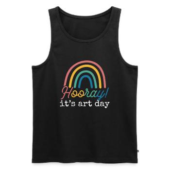 Hooray It's Art Day Art Teacher Rainbow - Men's Premium Organic Tank Top - black - Front - AI Model Male 178 light (178cm)
