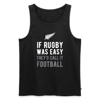 Lustiges Rugby Silver Farn Fußball Neuseeland NZ Sp - Männer Premium Bio Tank Top - Schwarz - Vorne - AI Model Male 178 light (178cm)