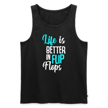 Das Leben ist besser in Flip Flops Sommerurlaub Vacati - Männer Premium Bio Tank Top - Schwarz - Vorne - Michal (187cm)