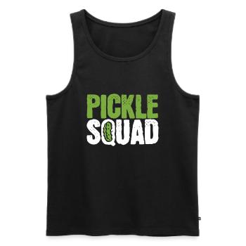 Cornichon Concombre Vegan Squad Green Grocer - Débardeur bio Premium Homme - noir - Devant - AI Model Male 178 light (178cm)