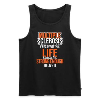 Sclérose en plaques La vie est suffisamment forte Sensibilisation à la SP - Débardeur bio Premium Homme - noir - Devant - AI Model Male 178 light (178cm)