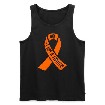 Sclérose en plaques Je suis un combattant Ruban orange MS - Débardeur bio Premium Homme - noir - Devant - Michal (187cm)