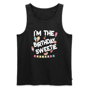 Fun Ice Cream Treats I'm The Birthday Sweetie Girl - Men's Premium Organic Tank Top - black - Front - AI Model Male 178 light (178cm)