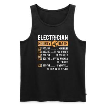 Cadeaux drôles d’électricien - Électricien Taux horaire - Débardeur bio Premium Homme - noir - Devant - Michal (187cm)