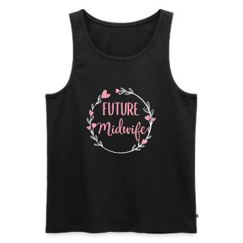 Femmes Futures sages-femmes Sages-femmes Étudiante G - Débardeur bio Premium Homme - noir - Devant - AI Model Male 178 light (178cm)
