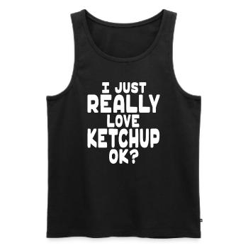 J’aime vraiment le ketchup OK - Mignon amateur de ketchup - Débardeur bio Premium Homme - noir - Devant - Michal (187cm)