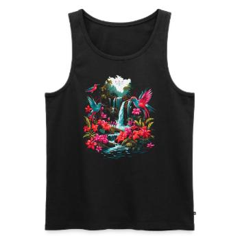 Hummingbird Jungle - Männer Premium Bio Tank Top - Schwarz - Vorne - Michal (187cm)