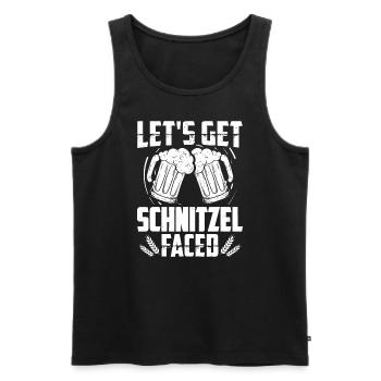 Lets Get Schnitzel Faced Funny Octoberfest German - Men's Premium Organic Tank Top - black - Front - AI Model Male 178 light (178cm)