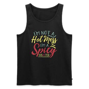 HEISSES DURCHEINANDER SARKASTISCH LUSTIG - Männer Premium Bio Tank Top - Schwarz - Vorne - AI Model Male 178 light (178cm)