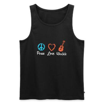Peace Love Ukulele - Männer Premium Bio Tank Top - Schwarz - Vorne - AI Model Male 178 light (178cm)