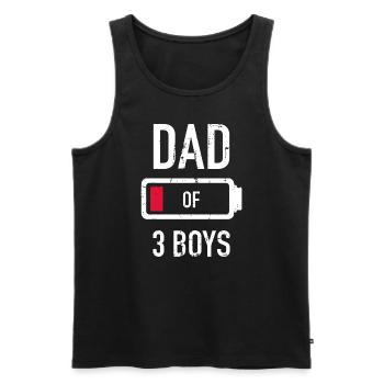 Papa de 3 trois garçons faible batterie cadeau pour le père - Débardeur bio Premium Homme - noir - Devant - AI Model Male 178 light (178cm)