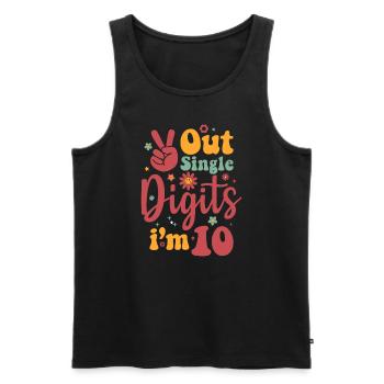 Peace Out einstellig im 10 Zeichen Geburtstag - Männer Premium Bio Tank Top - Schwarz - Vorne - AI Model Male 178 light (178cm)