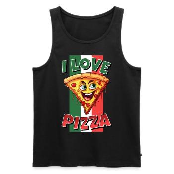 I Love Pizza Slice Face Laughs Pizzeria - Men's Premium Organic Tank Top - black - Front - AI Model Male 178 light (178cm)