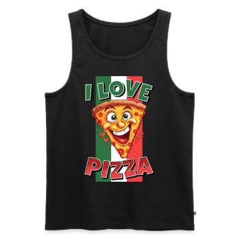 I Love Pizza Slice Face Laughs Pizzeria - Men's Premium Organic Tank Top - black - Front - AI Model Male 178 light (178cm)