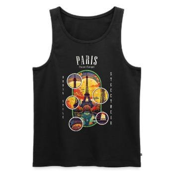 Paris, Eiffel Tower, France, City, Skyline, Art - Men's Premium Organic Tank Top - black - Front - Michal (187cm)
