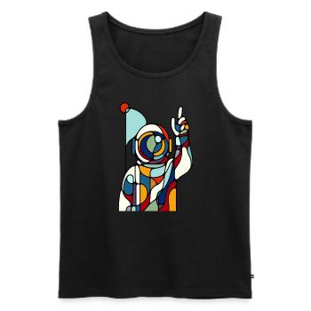 Galaktische Farbenpracht Buntes Astronauten Design - Männer Premium Bio Tank Top - Schwarz - Vorne - Michal (187cm)