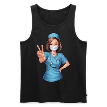 Lustige Krankenschwester mit Humor - Männer Premium Bio Tank Top - Schwarz - Vorne - Michal (187cm)