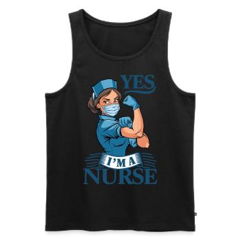 Lustige Krankenschwester mit Humor - Männer Premium Bio Tank Top - Schwarz - Vorne - Michal (187cm)