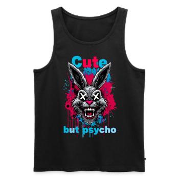Cute But Psycho Hase - Männer Premium Bio Tank Top - Schwarz - Vorne - AI Model Male 178 light (178cm)