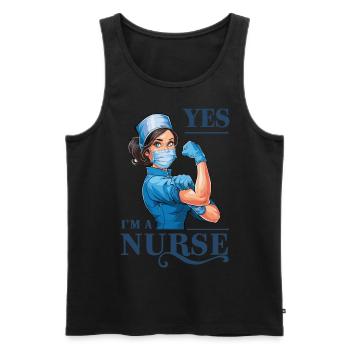 Lustige Krankenschwester mit Humor - Männer Premium Bio Tank Top - Schwarz - Vorne - Michal (187cm)