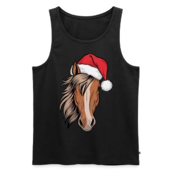 Nikolaus Pferd Weihnachten Weihnachtsmütze - Männer Premium Bio Tank Top - Schwarz - Vorne - Michal (187cm)