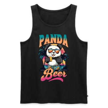 Panda Beer Beer Bear Alcohol Party Summer Funny - Men's Premium Organic Tank Top - black - Front - AI Model Male 178 light (178cm)