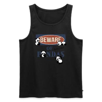 Méfiez-vous des pandas kawaii géniaux ! Panneau d’avertissement Panda - Débardeur bio Premium Homme - noir - Devant - Michal (187cm)