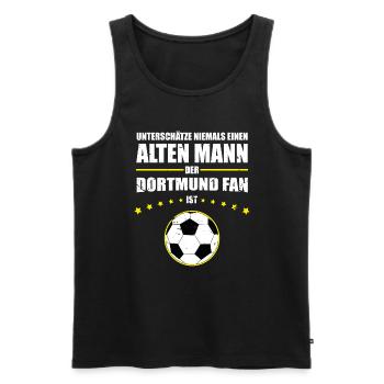 Alter Mann - Dortmund Fan | Retro Vintage Fußball - Männer Premium Bio Tank Top - Schwarz - Vorne - Michal (187cm)