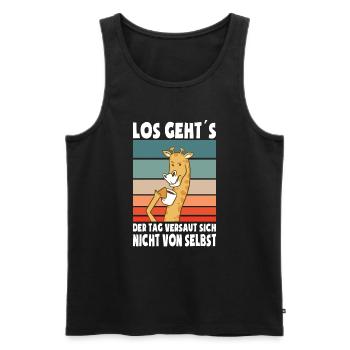 Los Gehts Der Tag Versaut Sich Nicht Von Selbst - Männer Premium Bio Tank Top - Schwarz - Vorne - AI Model Male 178 light (178cm)