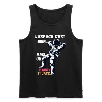 L'Espace c'est bien, mais un carry ti jack... - Débardeur bio Premium Homme - noir - Devant - AI Model Male 178 light (178cm)