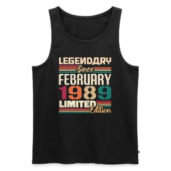 Februar 1989 Geburtstagsgeschenk Februar 1989 - Männer Premium Bio Tank Top - Schwarz - Vorne - AI Model Male 178 light (178cm)