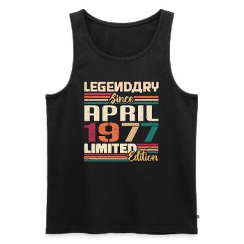 Legenden Werden Im April 1977 Geboren - 1977 - Männer Premium Bio Tank Top - Schwarz - Vorne - Michal (187cm)
